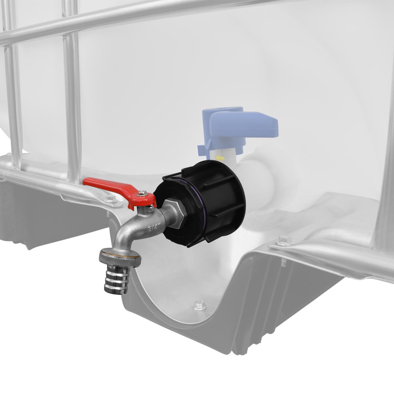 IBC Container Adapter S60x6 (60mm) - 3/4" Kugelhahn Profi Auslaufventil Regenwassertank