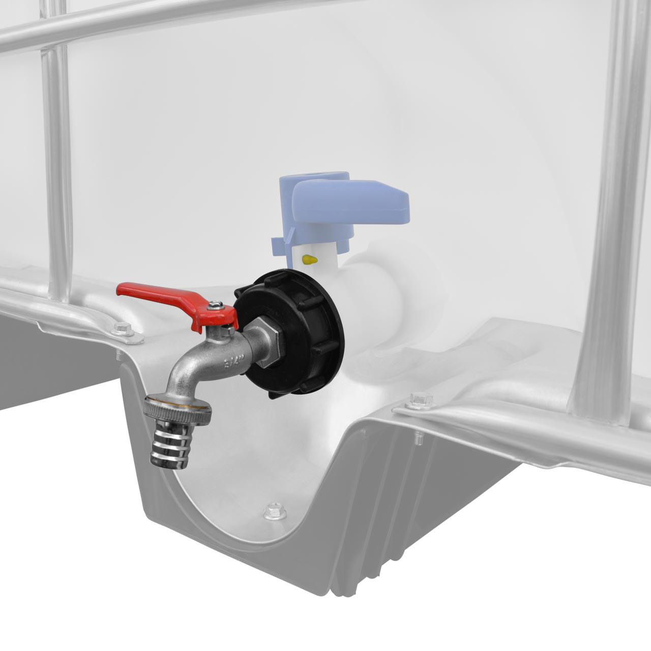IBC Container Adapter S60x6 (60mm) Grobgewinde DN 50 - 3/4" Kugelhahn Auslaufventil Regenwassertanks
