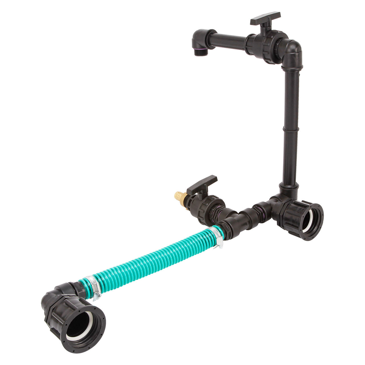 IBC Adapter S60x6 - Tankverbindung Schwanenhals 2 IBC nebeneinander 32mm Schlauch