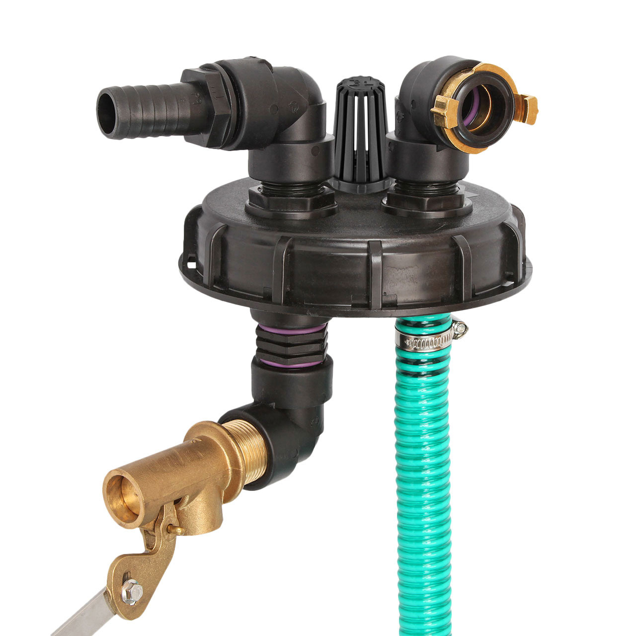 IBC Deckel mit Überfüllsicherung mit Pumpenanschluß + Entlüftung