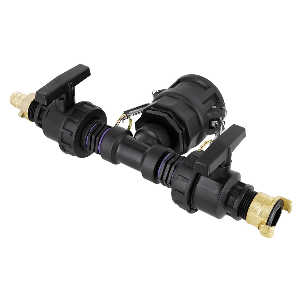 IBC Adapter 2" Camlock Dose - 2-fach 1" Kugelhahn mit 3/4" Tülle + "GeKa" kompatibel