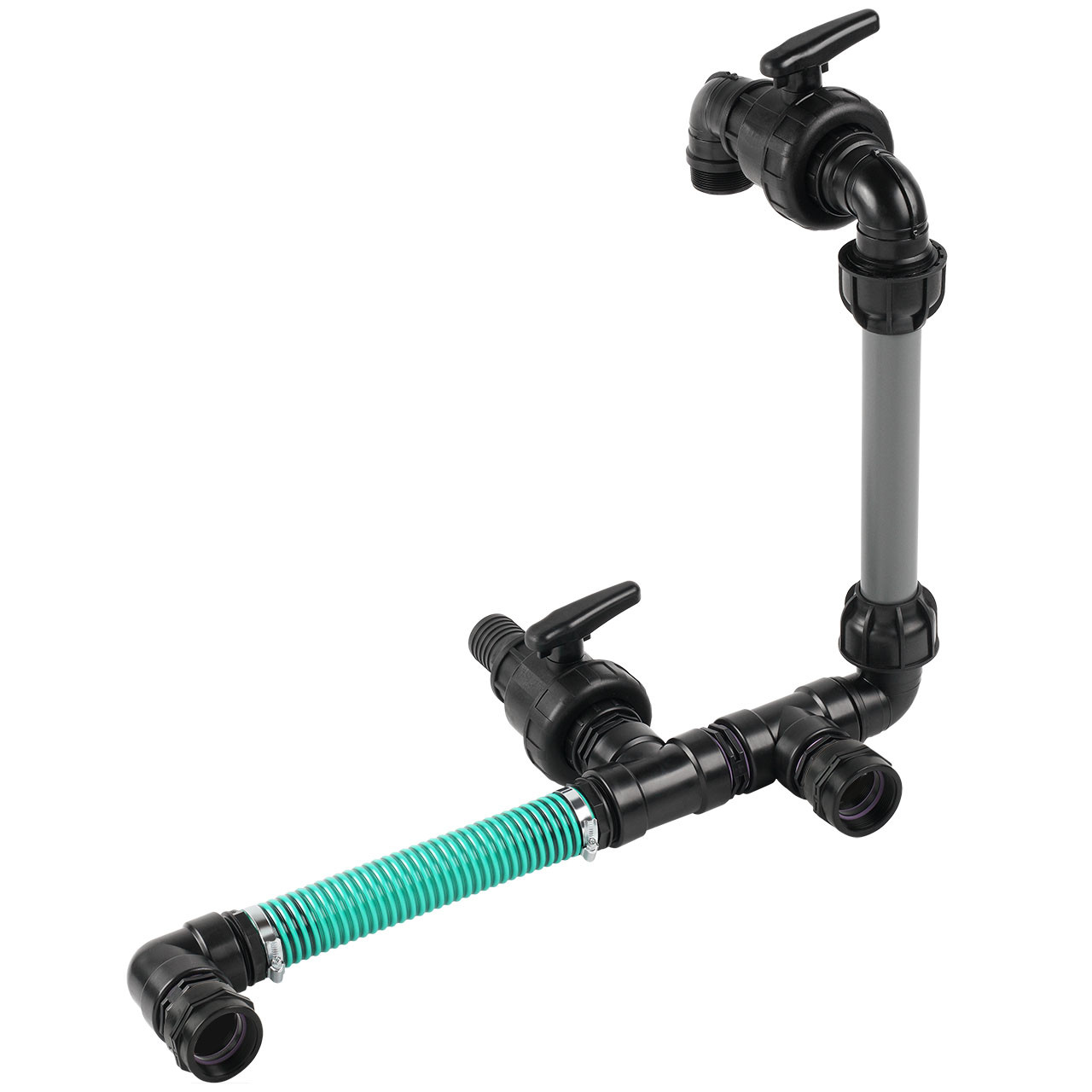 IBC Adapter BSP 2" - 2 IBC nebeneinander Schwanenhals Tankverbindung 50mm Schlauch