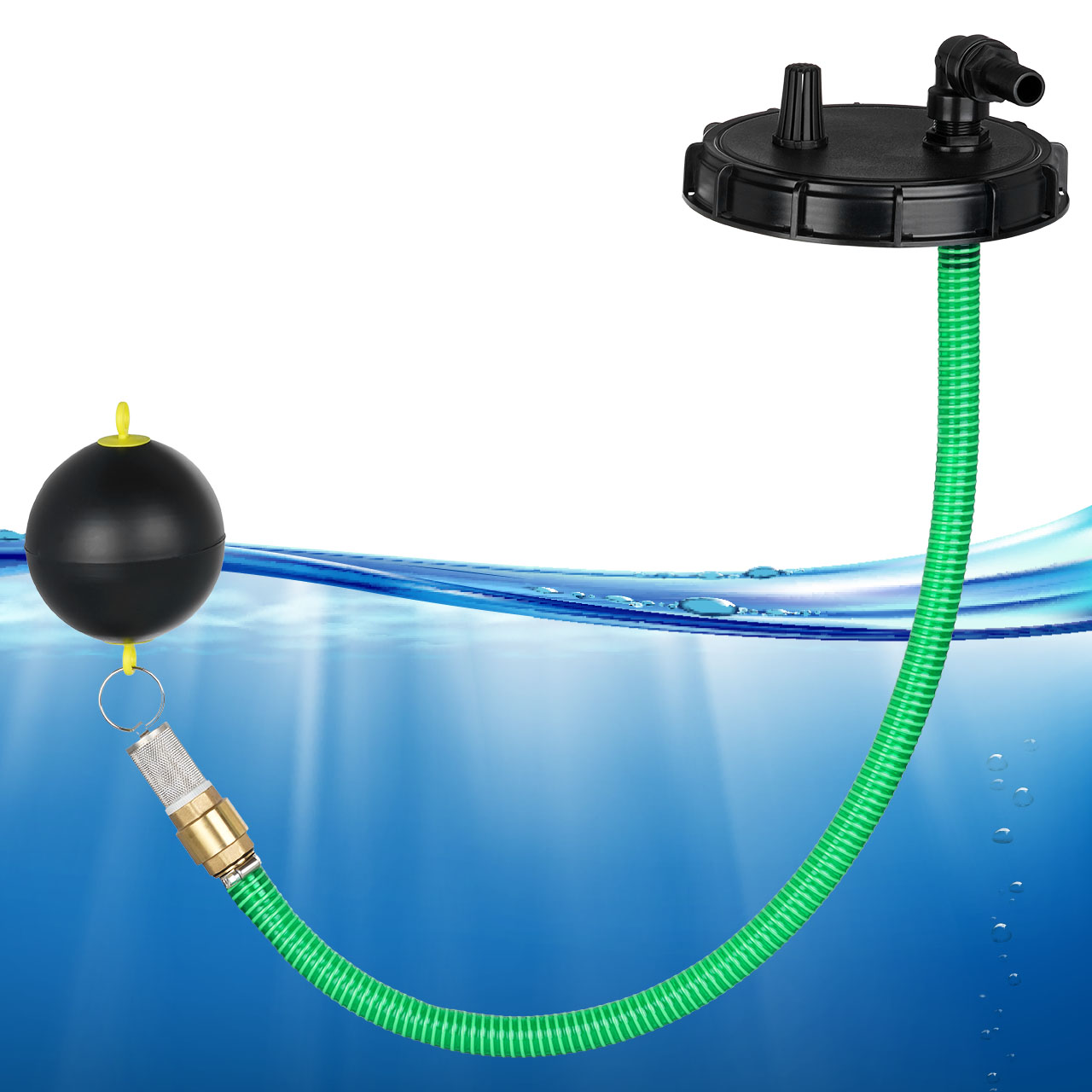 IBC Deckel DN 225 mit Sauggarnitur & Schwimmerkugel + Entlüftung