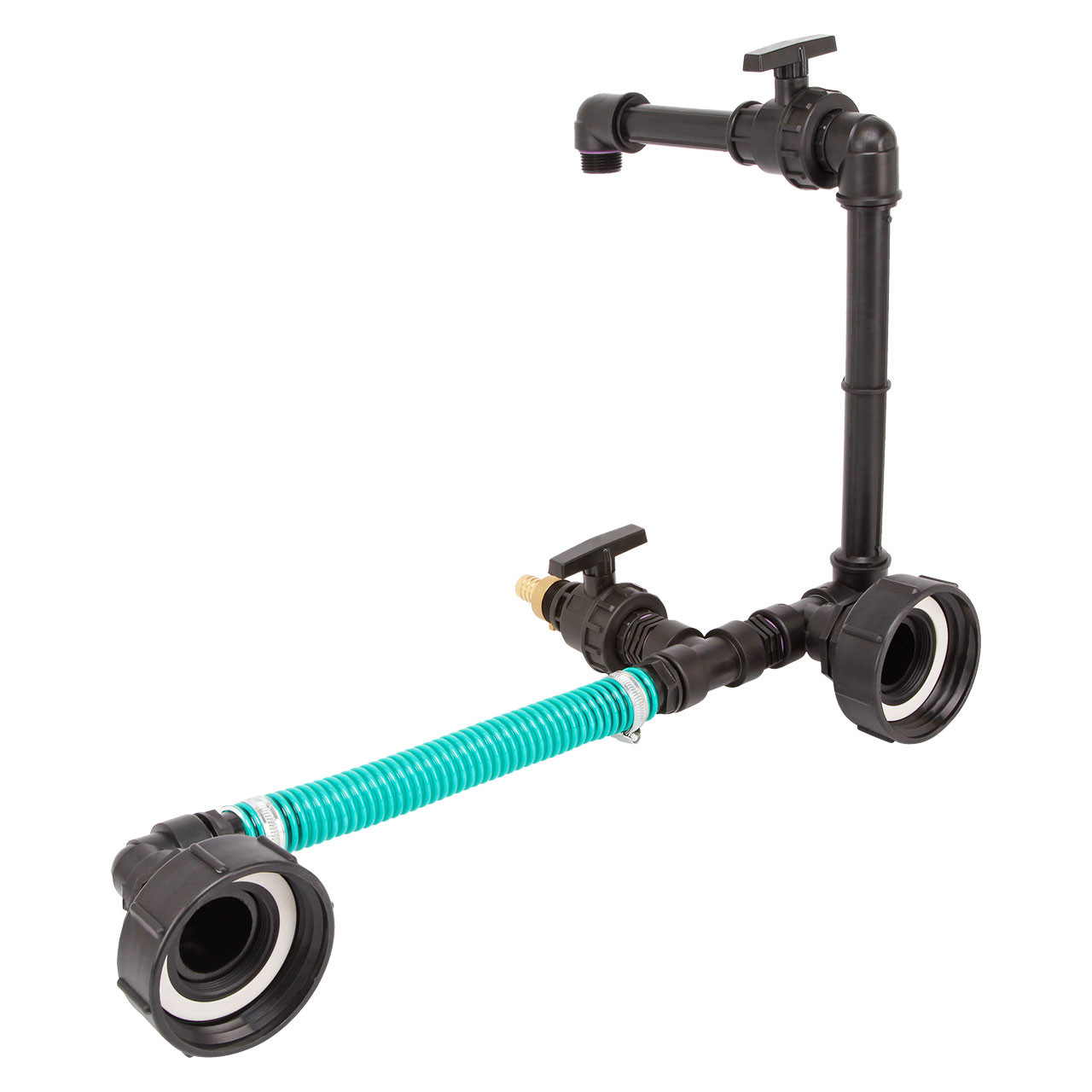 IBC Adapter S100x8 - 2 IBC nebeneinander Schwanenhals Tankverbindung 32mm Schlauchch