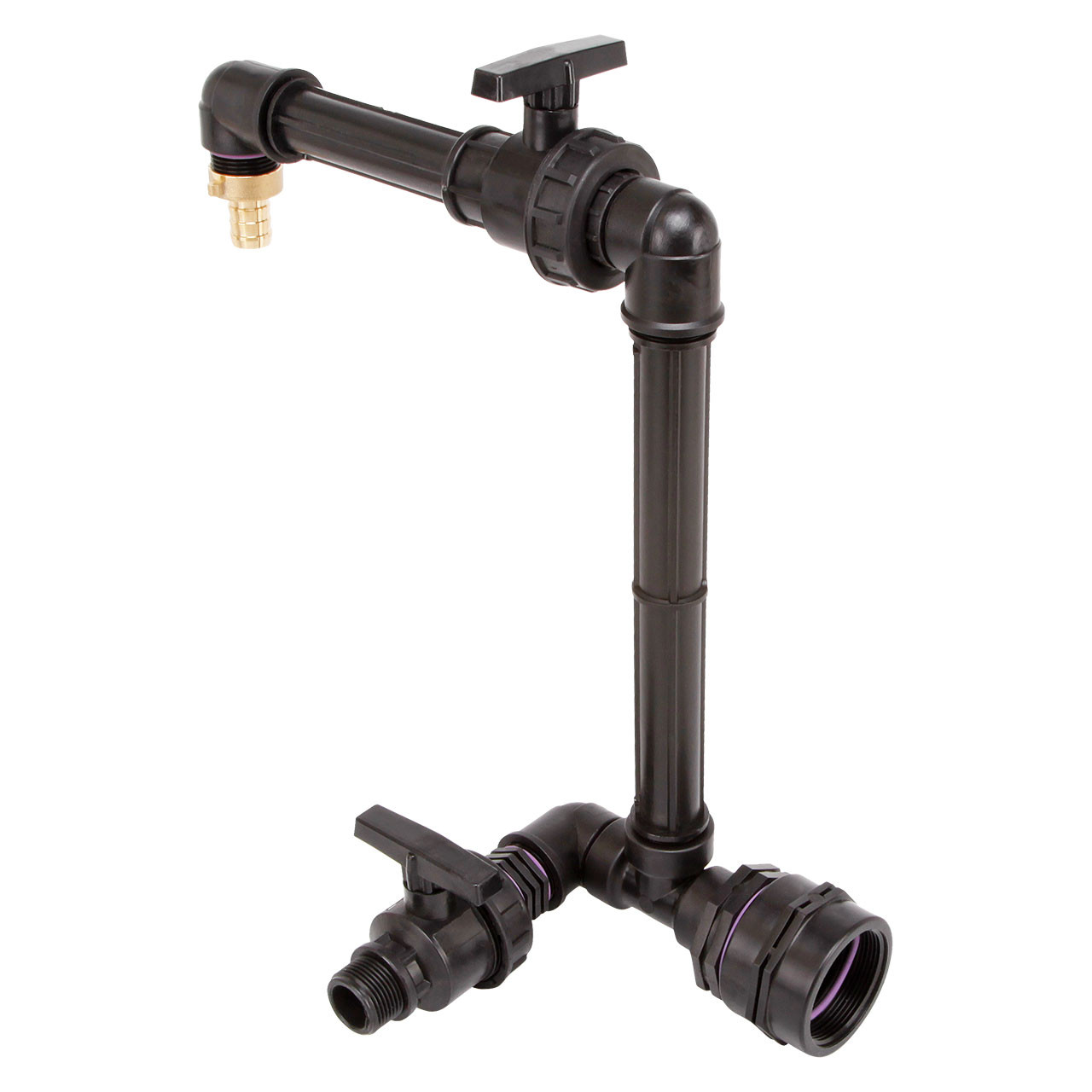 IBC Adapter BSP 2" - 1" Kugelhahn Schwanenhals + Ablasshahn