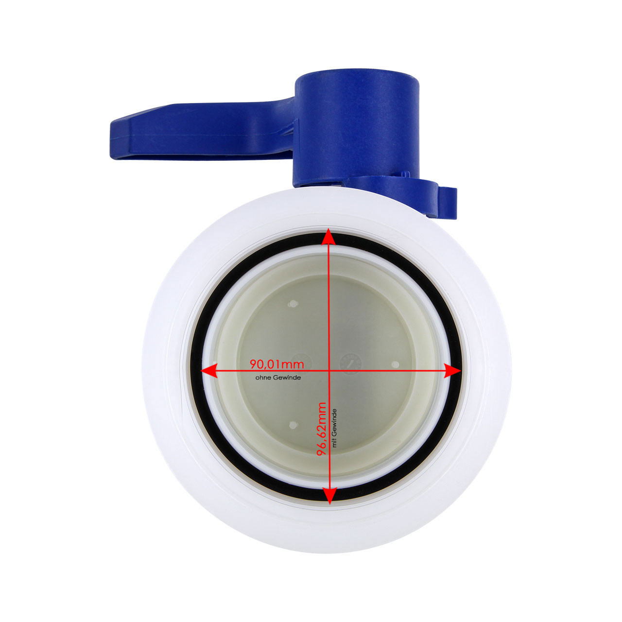 IBC Klappenhahn S100x8 (100mm) ETFE DN80