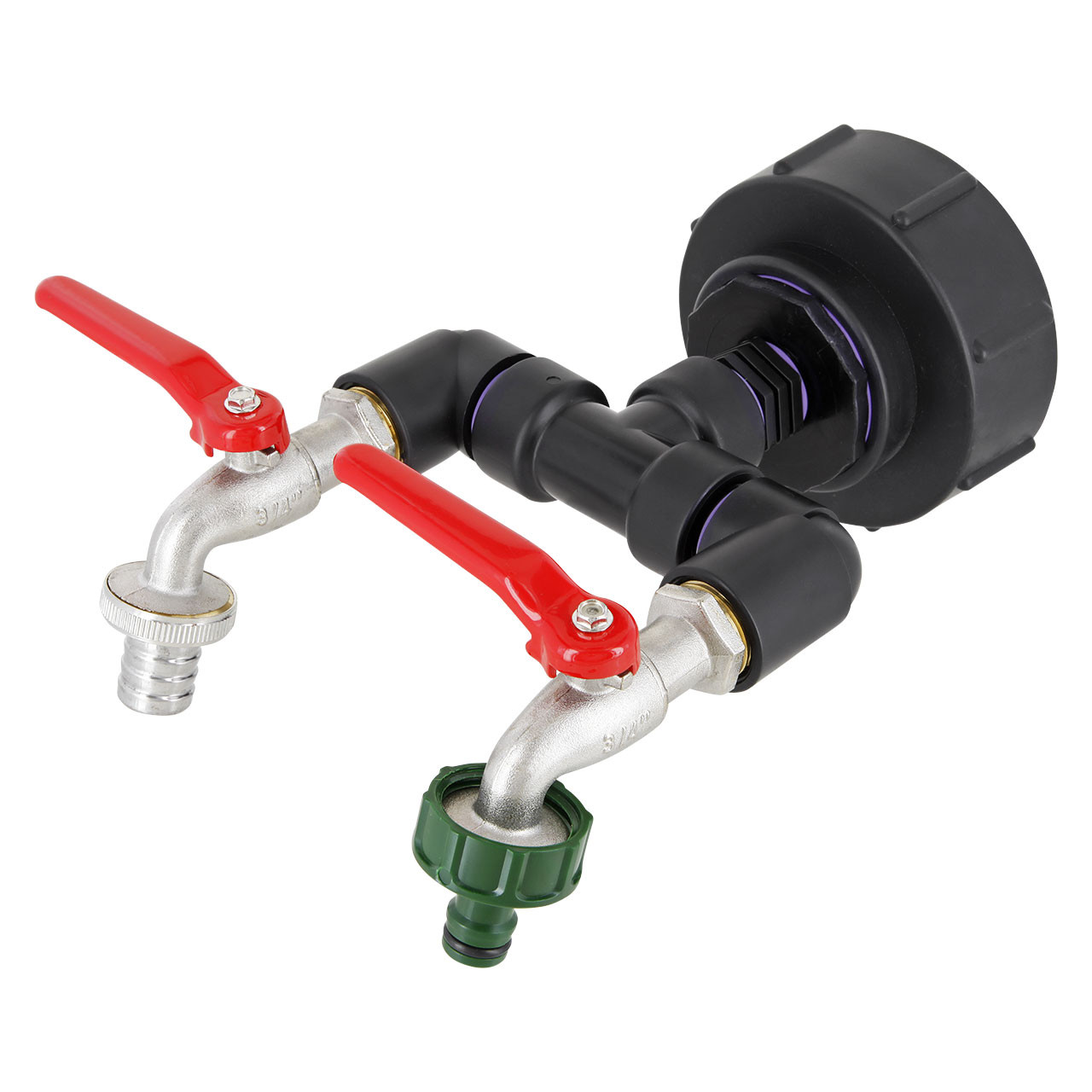 IBC Adapter S100x8 - 2-fach 3/4" Kugelhahn + "GARDENA" kompatibel