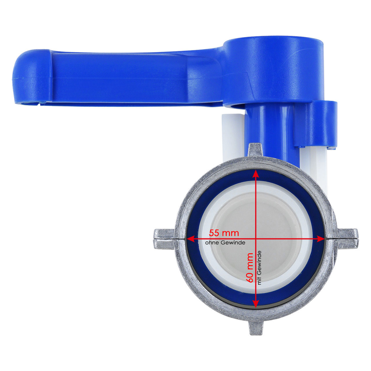 IBC Klappenhahn S60x6 (60mm) ALU Überwurf EPDM DN50