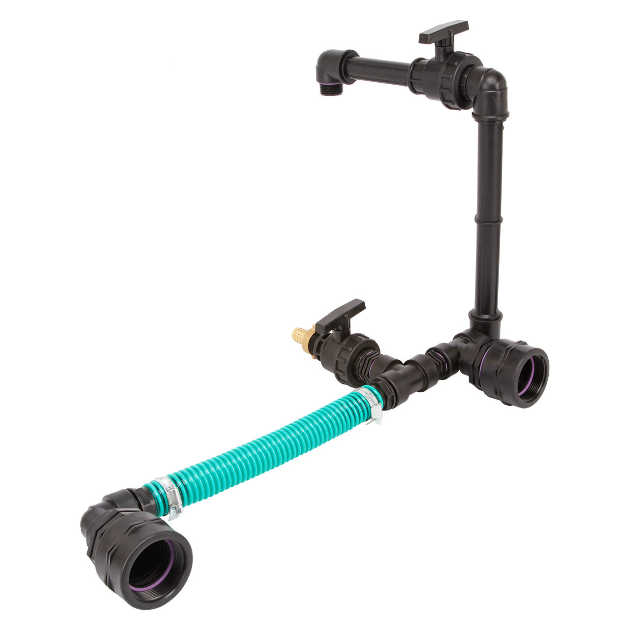 IBC Adapter BSP 2" - 2 IBC nebeneinander Schwanenhals Tankverbindung 32mm Schlauch