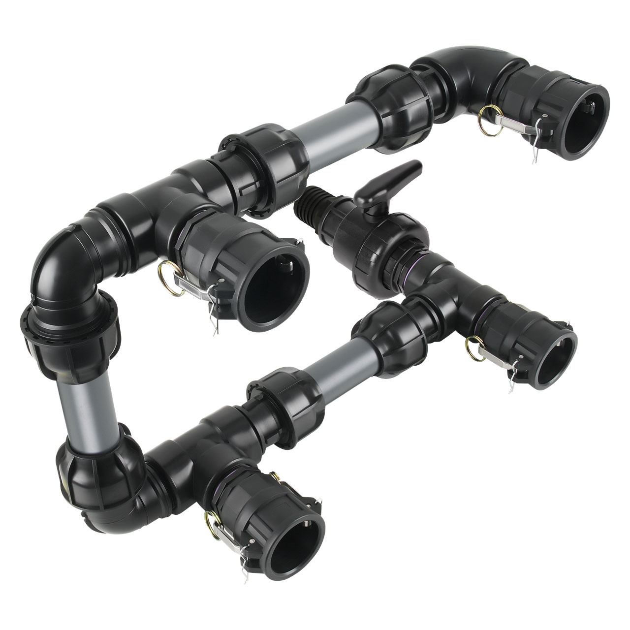 IBC Adapter 2" Camlock Dose -  Tankverbindung 4 IBC neben-/übereinander 50mm Rohr