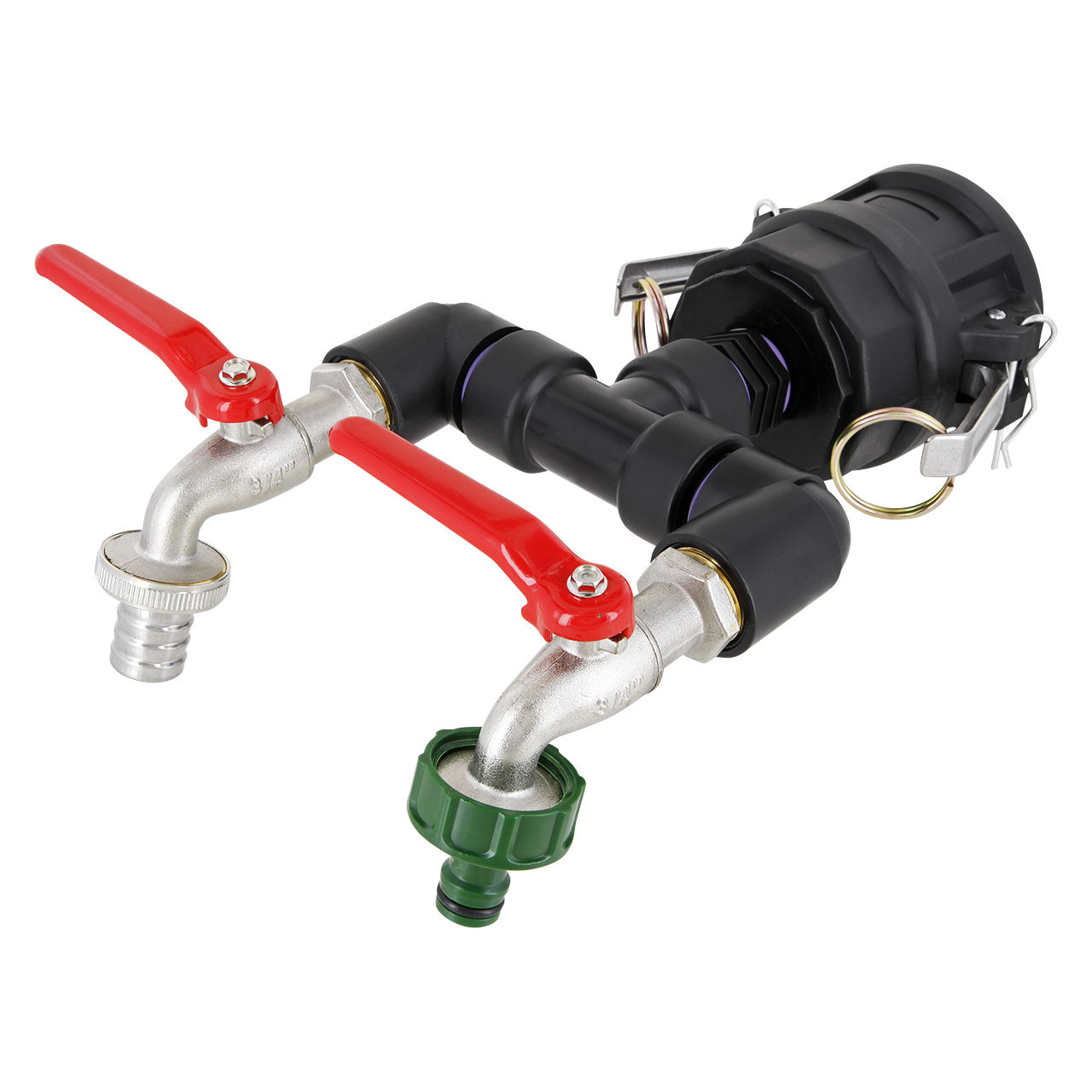 IBC Adapter 2" Camlock Dose - 2-fach 3/4" Kugelhahn + "GARDENA" kompatibel