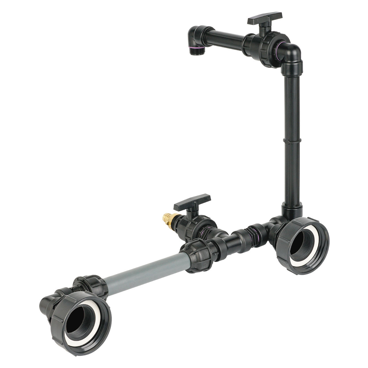 IBC Adapter S100x8 - 2 IBC nebeneinander Schwanenhals Tankverbindung 32mm Rohr