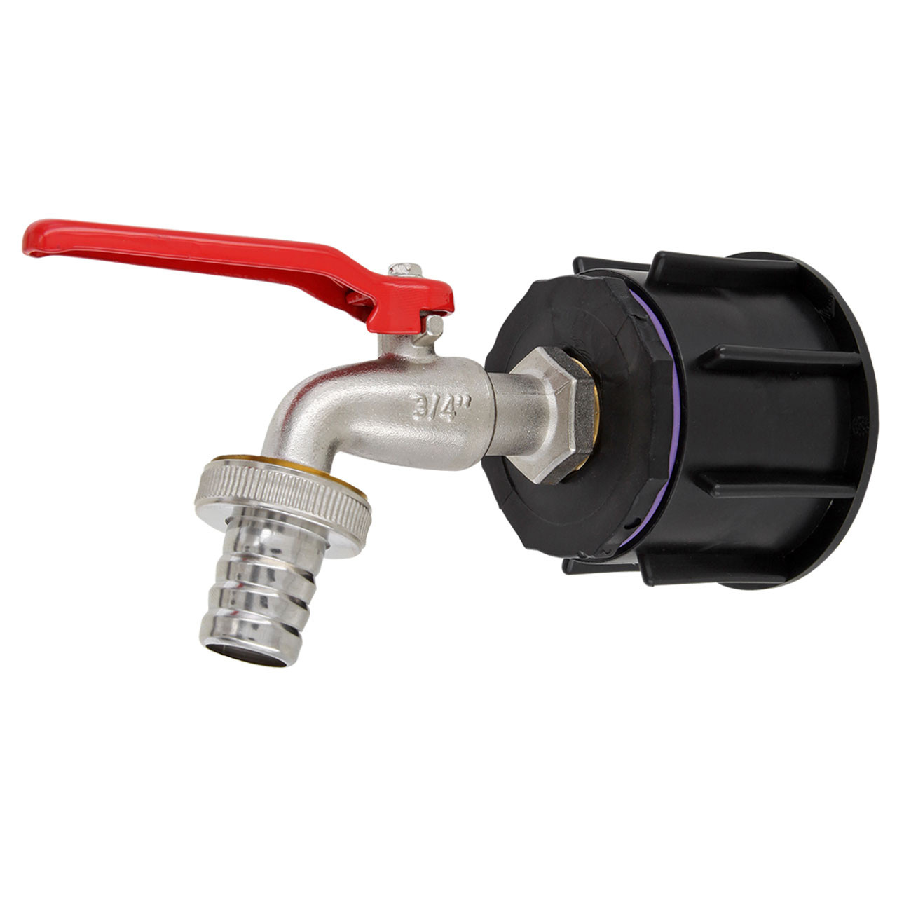 IBC Container Adapter S60x6 (60mm) - 3/4" Kugelhahn Profi Auslaufventil Regenwassertank